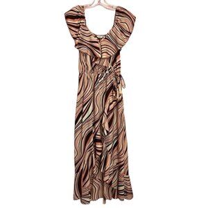 Indulge With Midi Wrap Crème Pink Brown. Size S